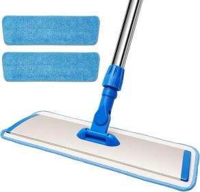 18" Professional Microfiber Mop Floor Cleaning, Flat Mop with Stainless Steel Handle,360-Spin Head with 2 Reusable Washable Pads