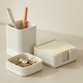 Aesthetic Desk Organizer Set of 3 For Your Office - Sturdy Concrete Desktop Accessories For Women or Men Enhance Any Office Decor - Set incl. Pen