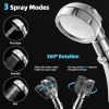 High Pressure Shower Head, 3-Settings Handheld Showerhead with ON/Off Full Shutoff Push Button and Switch to Control Flow