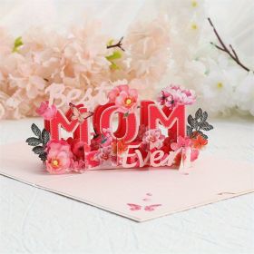 1pc Creative Happy Mother's Day Greeting Card; 3D Blessing Card Paper Carving Best Mom Ever Thank You Card (Color: Style 03)